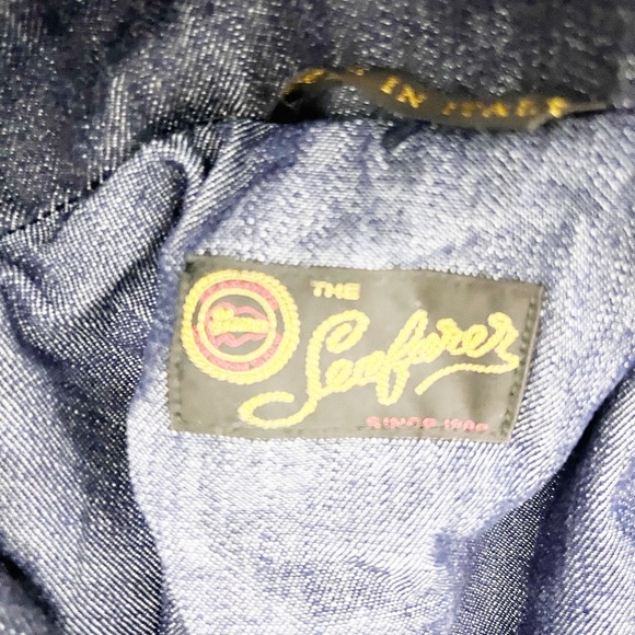 NEW Seafarer Cotton Denim Jean Sleeveless Double Breasted Jacket Vest Navy Blue - Picture 2 of 4